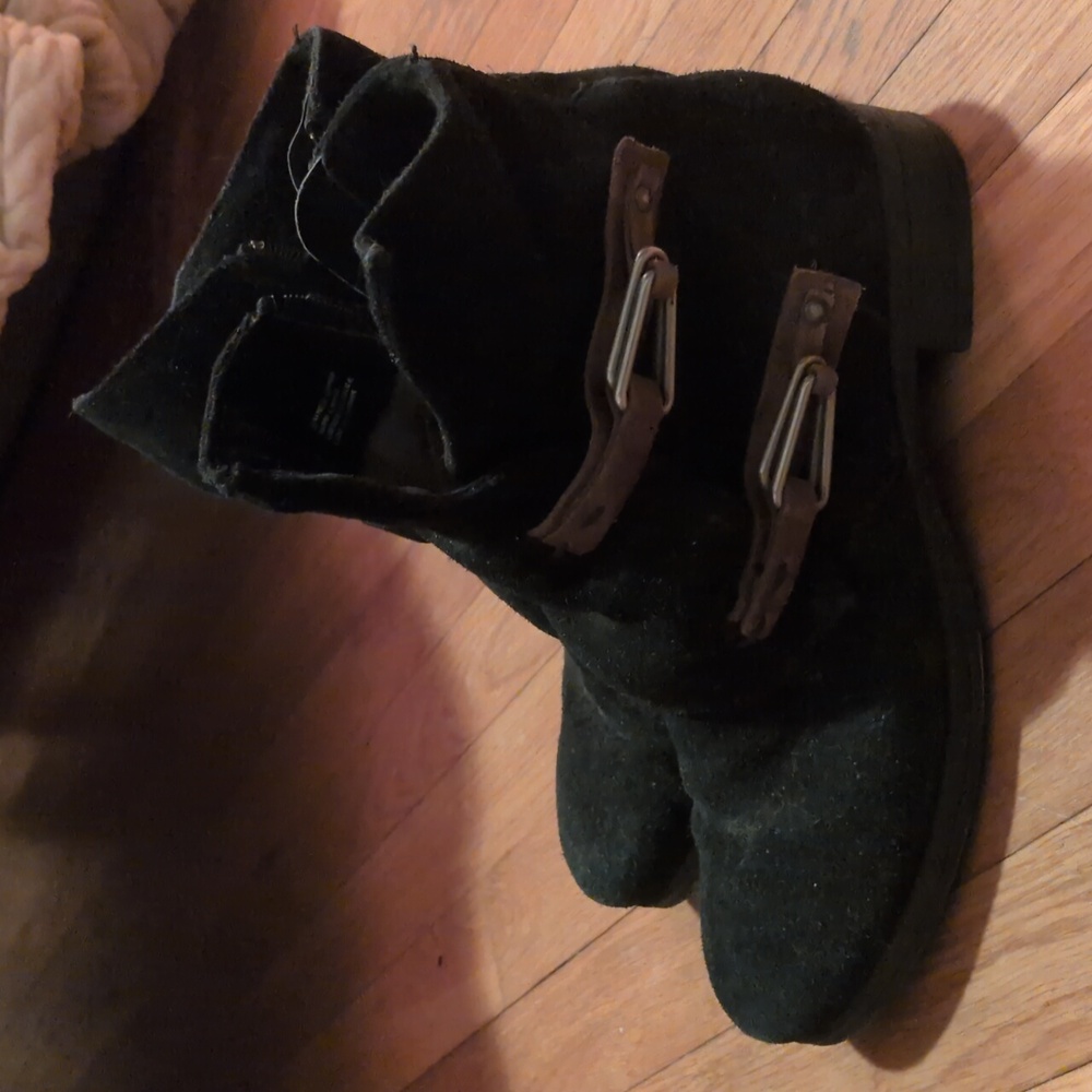 Miz Mooz Black Ankle Boots with Brown Straps